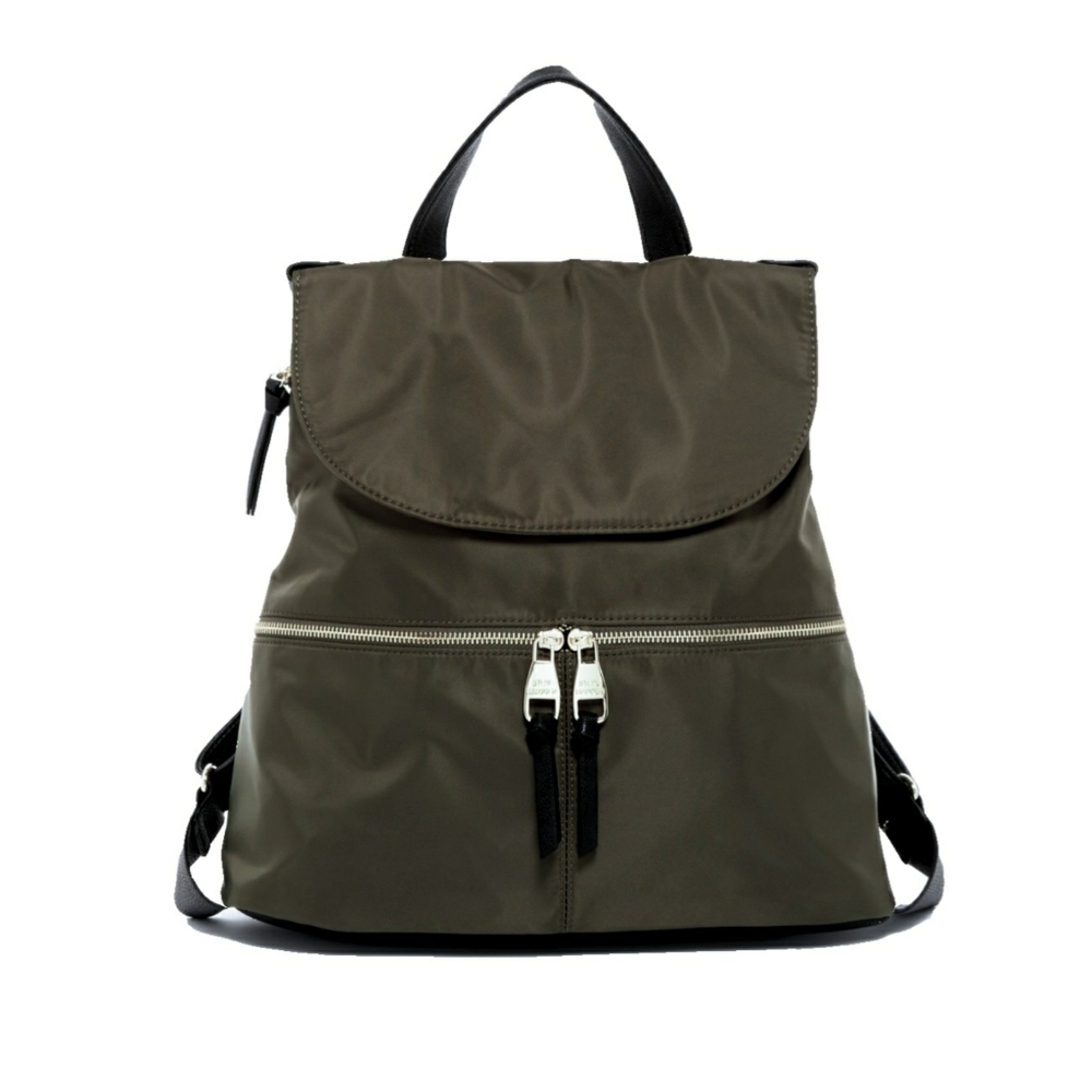 **SOLD**Steve Madden Olive Green Gold Zip Backpack - Picture 1 of 9